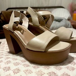 MADDEN GIRL CREAM CHUNKY PLATFORM HEELS